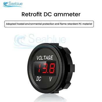 6V 12V 24V 36V 迷你圓形防水水車船摩托車直流 5-48V LED 面板數位電壓表測試儀顯示電壓表 12 最佳銷售 12V顯示屏 - №9