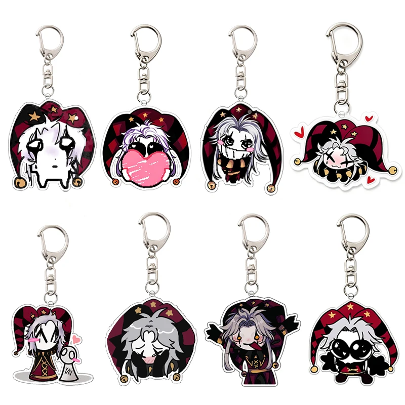 The Freak Circus Acrylic Keychain Bag Pendant game Cartoon Pierrot Harlequin Role Emoticons Pixel Characters Keyring Portable