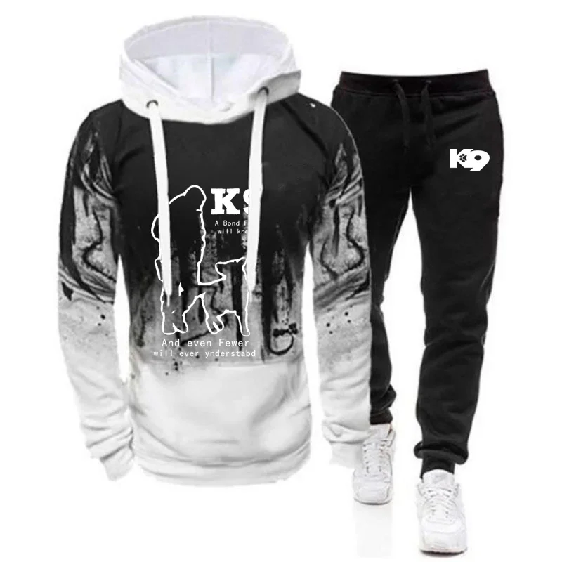 TRAINER K9 Team K9 Unit Malinois 2024 Men Gradient Color Hoodie Casual Sweatpant Sport Hip Hop Coat+Trousers Comfortable Suit