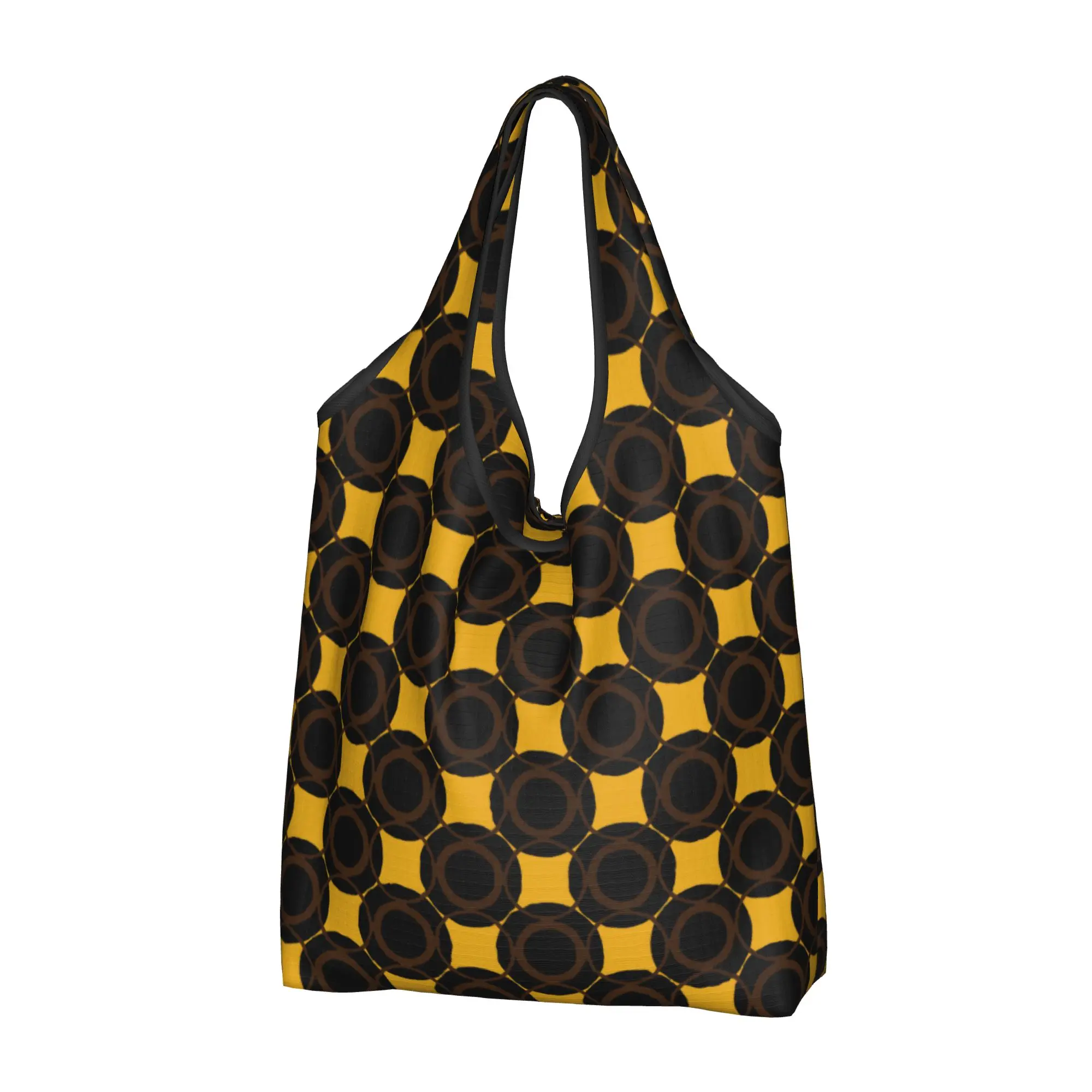 Geometric Texture  Grocery Shopping Tote Bags Fashion Medieval Modern Style Or 1970s Shoulder Shopper Bags Big Capacity Handbags