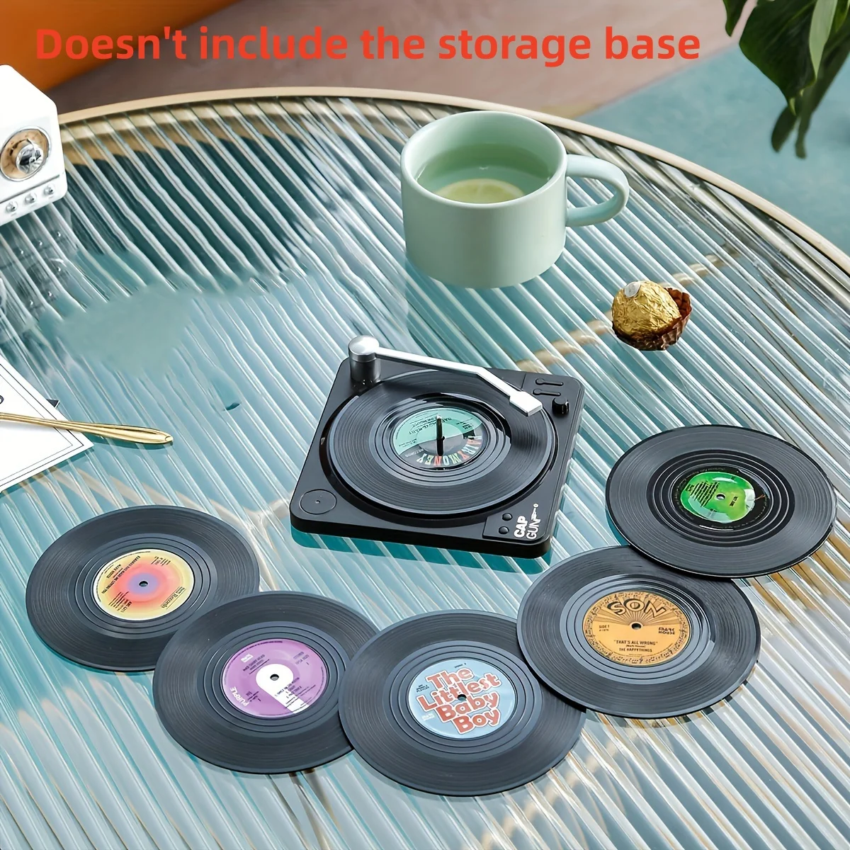 6 Pieces of Randomly Assorted Styles 2D Flat Creative Retro Vinyl Record Cd Coasters Coffee Tea Cup Mats Heat Insulation Mats Without Storage Base Halloween, Christmas Gifts