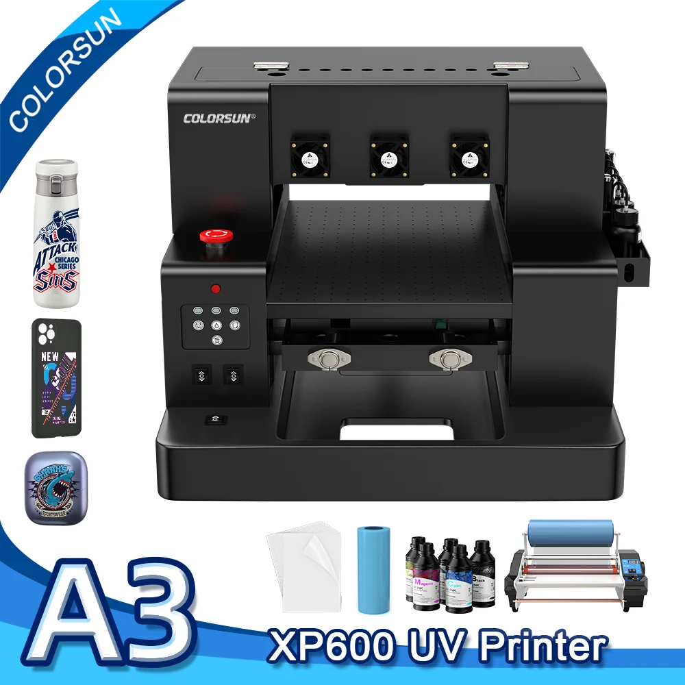 Colorsun A3 XP600 UV DTF Printer Impresora A3 UV DTF Sticker Printing Machine UV DTF Printers For Phone case Bottle Wood Metal