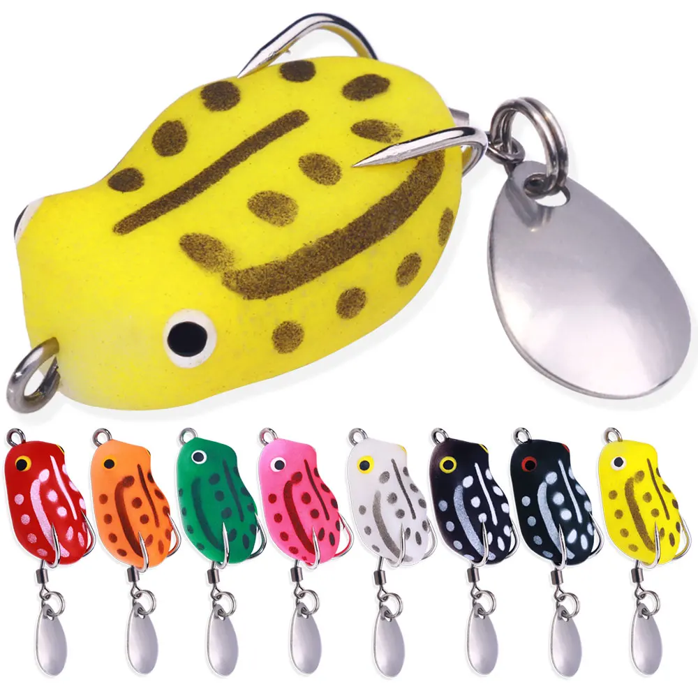 3cm 3,2g Mini-Soft-Frosch-Angelköder mit Spinnerblatt, künstlicher Schlangenkopf-Köder, Topwater-Silikon-Wobbler, Pesca-Angelausrüstung