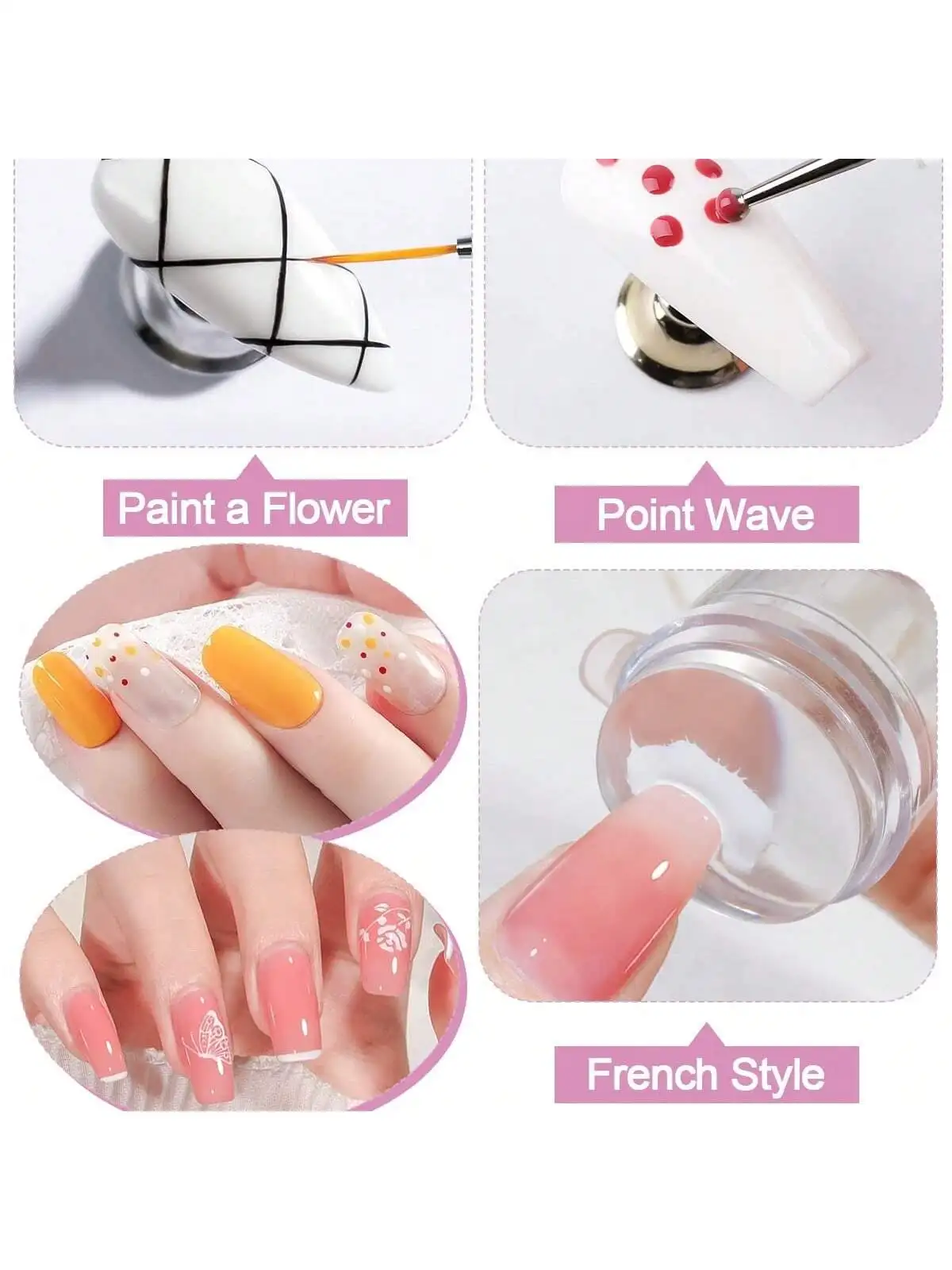 Bâtonnets applicateurs en silicone pour Nail Art, outil de manucure à paillettes chromées réutilisables, nouveau pigment Easy PES b, 5 pièces