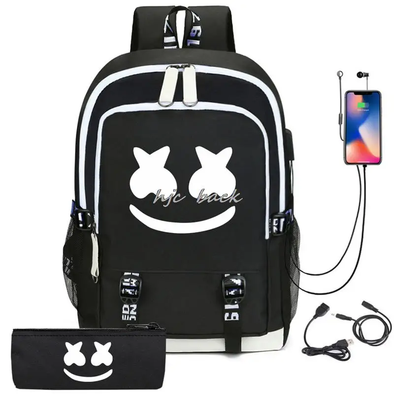 Backpack DJ Marshmello USB Boys Girls Book School Bag Large Capacity Teenagers Student Schoolbags Women Men Travel Backpack Sets