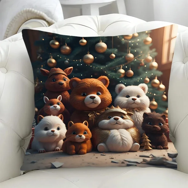 Christmas cushion cover pillow cover winter snow scene print pillow cover decorative sofa cushion pillow