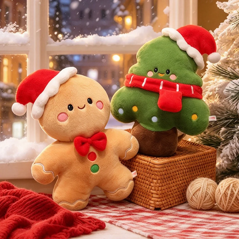 Cute Christmas Series Plush Pendant Christmas Tree Snowman Gingerbread Man Keychain Holiday Decor Xmas Gift
