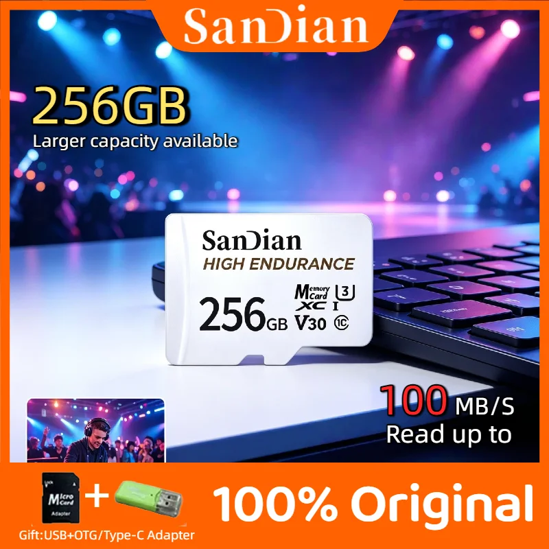 High Endurance V30 C10 Original 128GB 256GB Micro TF SD Card For Dash Camera Home Security Surveillance Continuous Recording