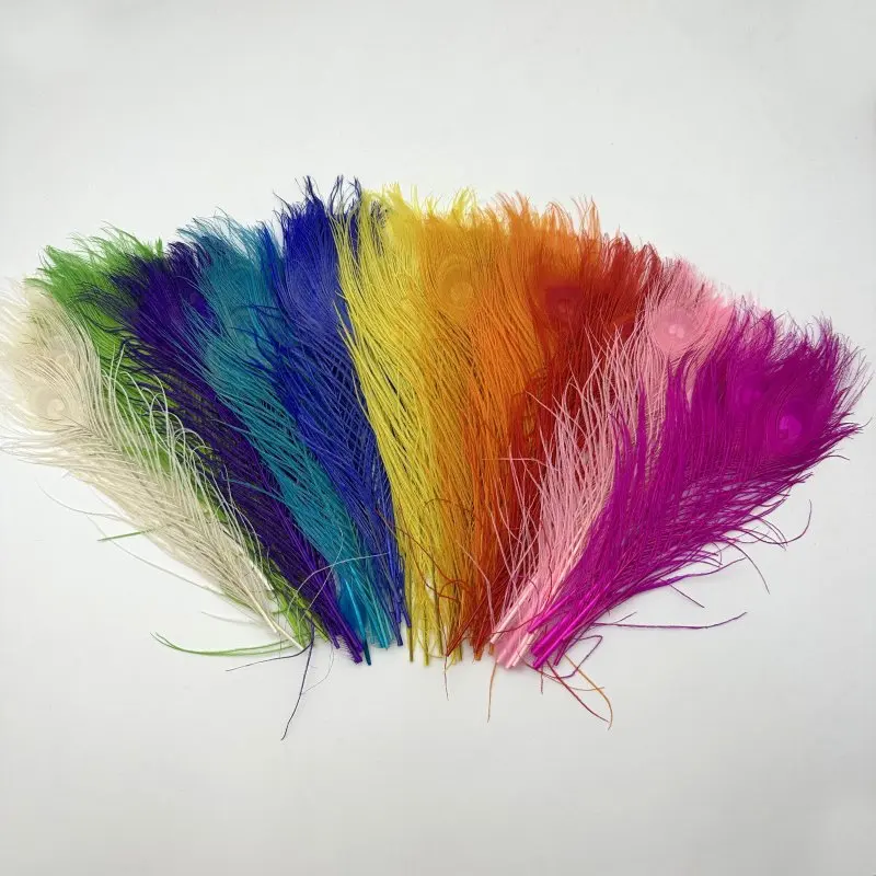 Colorful Peacock Feather 25-30cm 50Pcs Natural Big Eyes 10-12 Inch for Wedding Home Clothes Party Decoration DIY Accessory