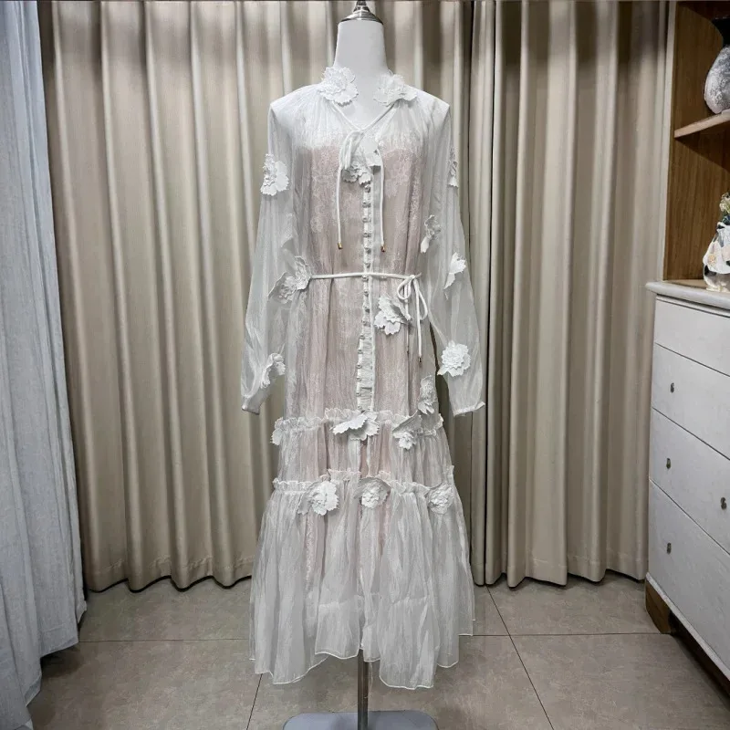 

Women's Floral Linen Dress Elegant Long Short Dresses Casual Vacation Beach Party Dresses Women's Clothing Fashion Summer Dresse