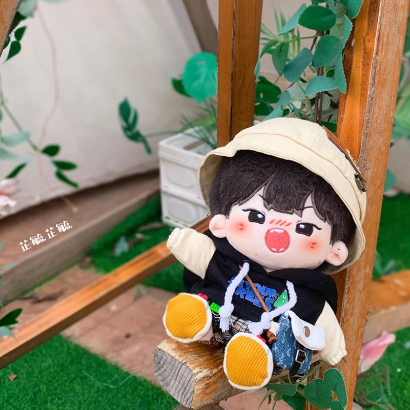 Handmade 6pc 20/15cm Cute and Handsome Mr. Tree Doll Clothes Suit Hooded Vest Jumpsuit Shoes Shorts Small Bag Hat No Doll