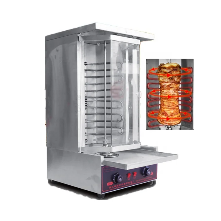 Professional Factory Supply Restaurant Desktop Vertical Rotating Grill Shawarma Rotisserie Electric Turkey Doner Kebab Machine