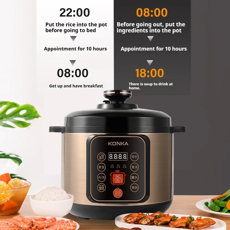 2024 New Electric Rice Cooker Home Multi functional Intelligent 5L Large Capacity Non stick Pot Pressure Cooker