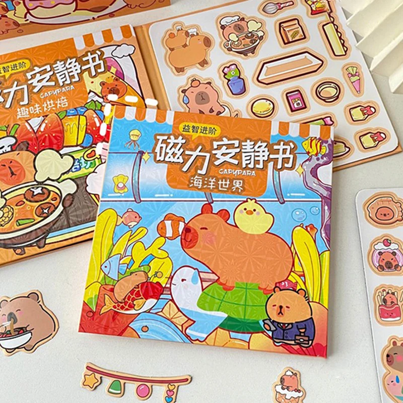Capybara Refrigerator Magnet Cartoon Game Book Birthday Party Activities Handbook Quiet Book Whole Children\'S Decorative
