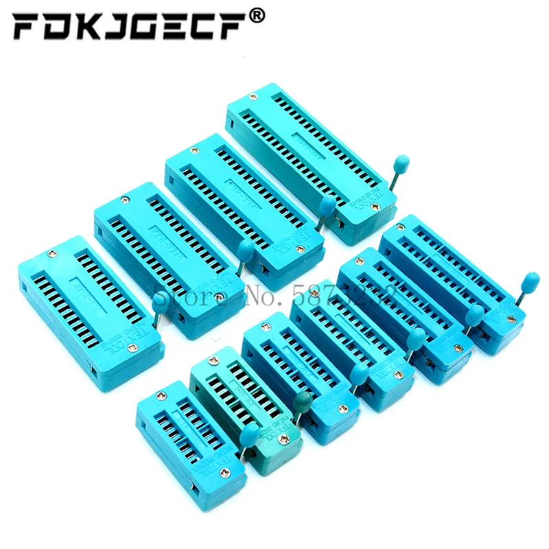 14 16 18 20 24 28 32 40 P Pin Wide / Narrow 2.54 MM Green DIP Universal ZIF IC Socket Test Solder Type IC lock seat zif socket