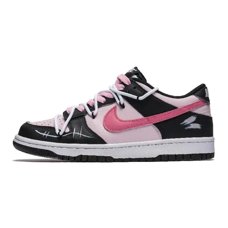 

[На заказ, черно-розовая клубника] Nike Dunk, черно-розовая клубничная противоскользящая износостойкая обувь для скейтборда с низким берцем GS Black Pi