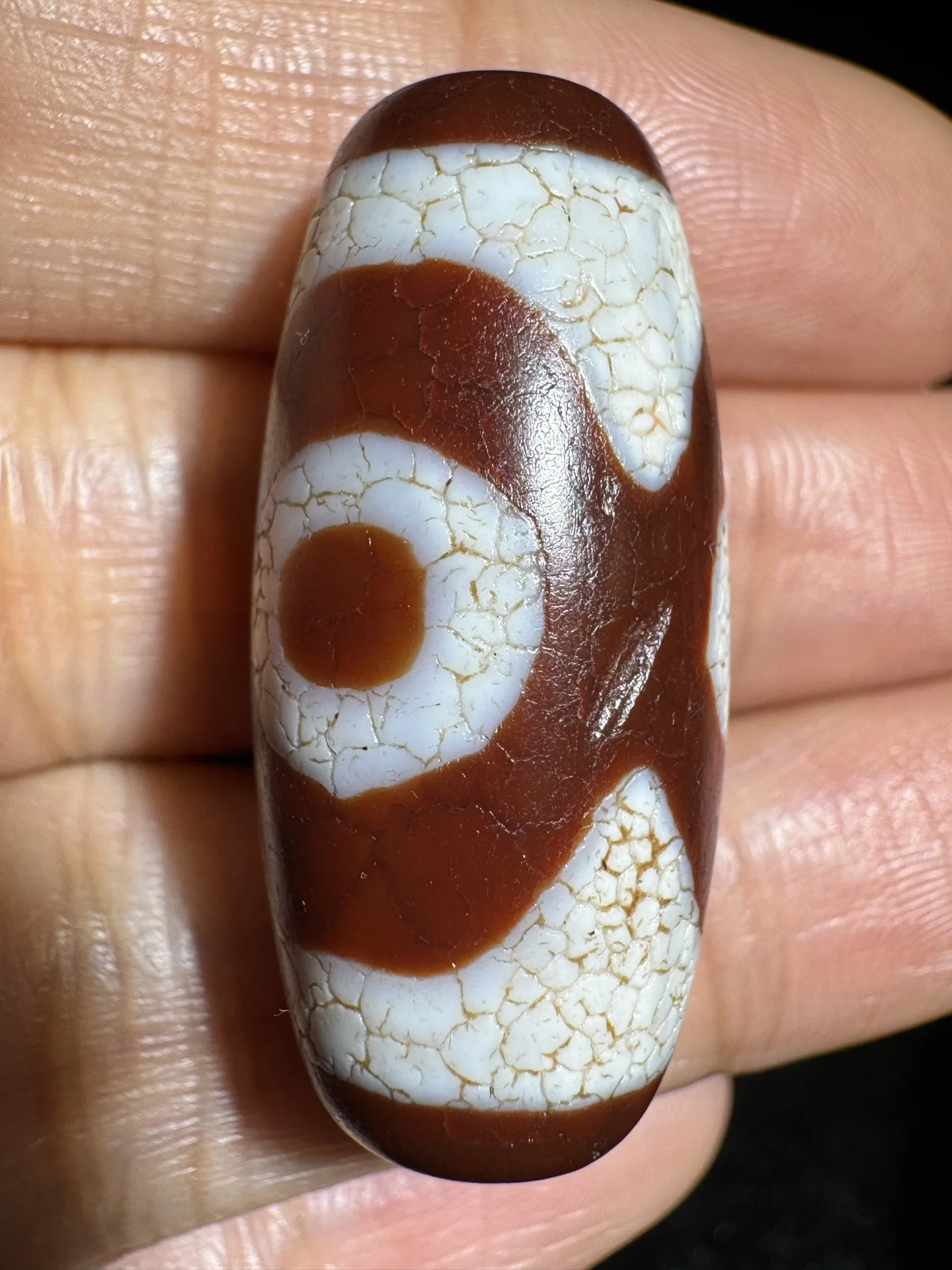 Tibetan fire offering dragon scales three eyed dzi pendant necklace 15x32mm