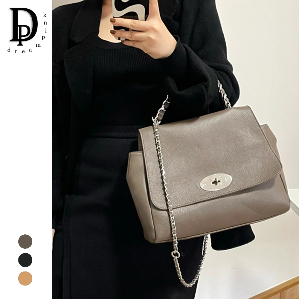 2023 Retro Large Women Messenger Bag Classic Flap Chain Armpit Female Handbag Brand Design Genuine Leather Shoulder Tote Purse