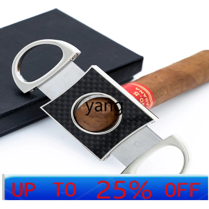 

LMM stainless steel double-edged flat-mouth cigar pliers portable brushed simple air hood