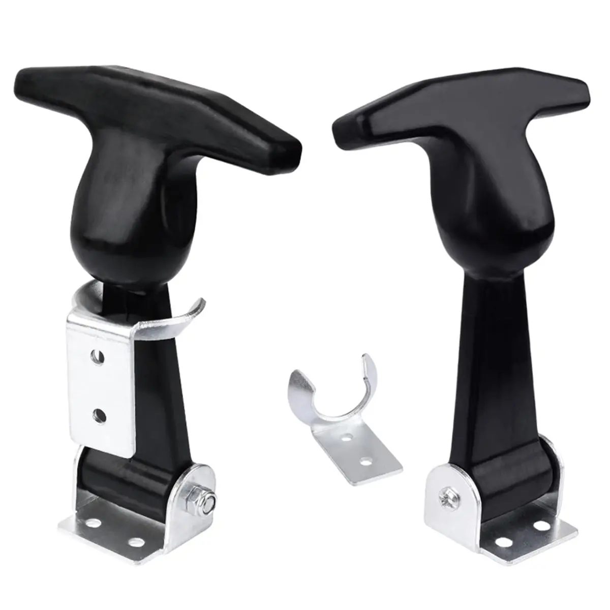 A78I Elastic Stainless Steel Rubber Hood Catch - Flexible T-Handle Hasp Rubber Flexible Draw Latches with Brackets