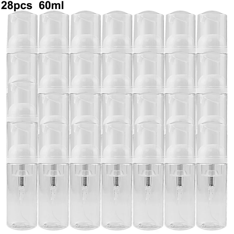 

28 pack 30ml/50ml/60ml Plastic Foaming Soap Bottle Empty Refillable Foam Bottle Foaming Soap Dispenser Pump Bottles for Travel