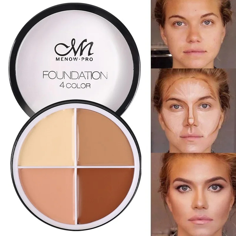 4 Colors Concealer Makeup Palette Waterproof Moisturizing Coverage Dark Circle Face Contour Bronzer Foundation Cream Cosmetic