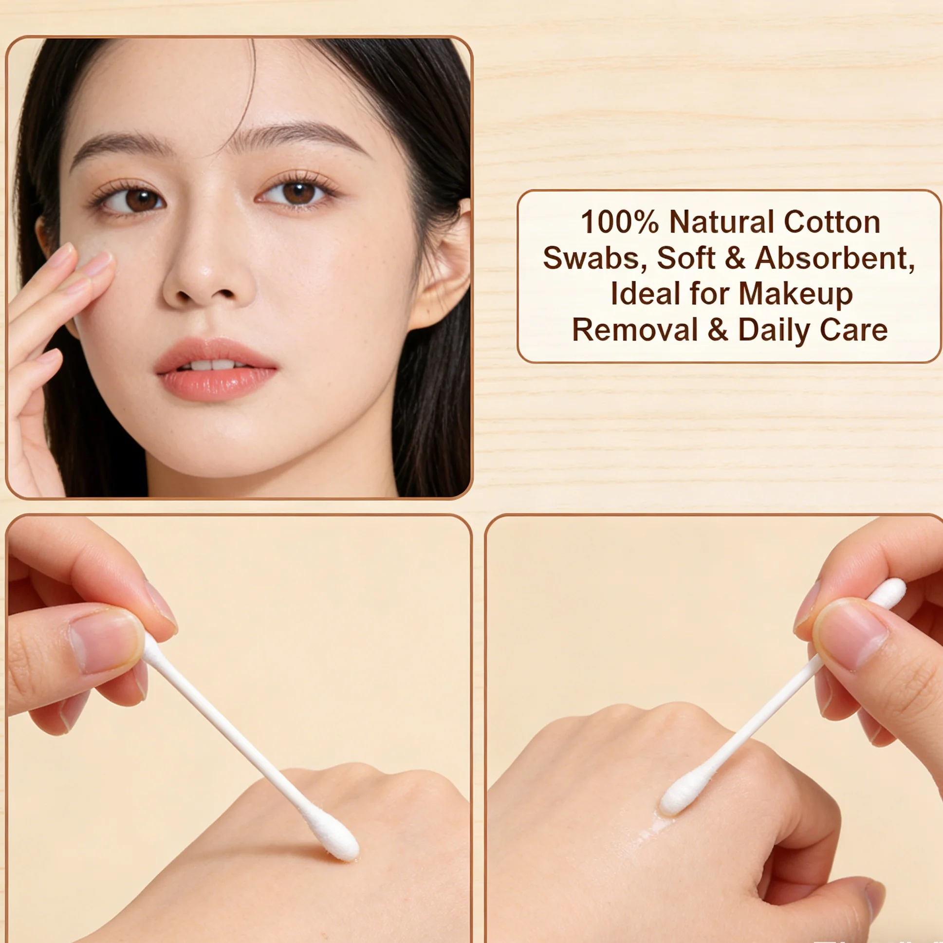 90 pieces of double-ended cotton swabs; the cotton heads are soft, hygienic, and clean, m