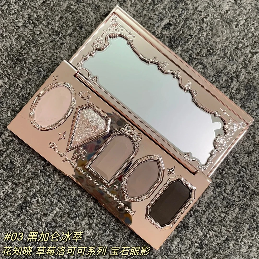 Flor sabe morango rococó sombra pressionado glitter 5 cores sombra de olho textura cremosa natural bronze cosméticos sombras de olho