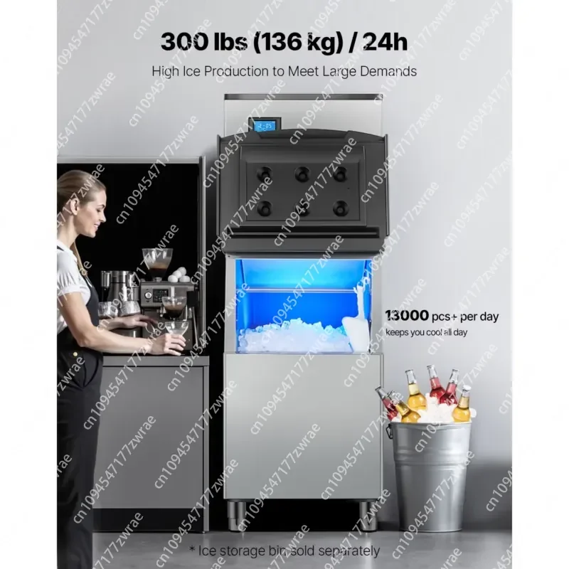 Commercial Kitchen Equipment 300 Lbs/24 h Industrial Ice Maker 20 Inch Stainless Steel Self-Cleaning Scheduled Ice Model - view 4
