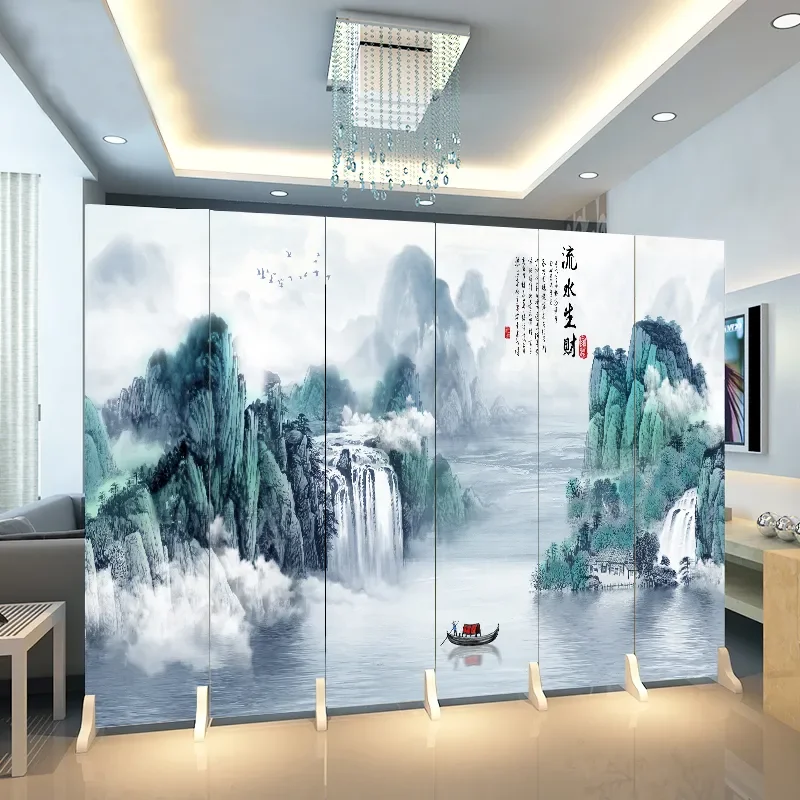 New Chinese Style Folding Screen Mobile Partition for Hotel Tea Room Living Room Entrance Blocker Indoor Background Wall