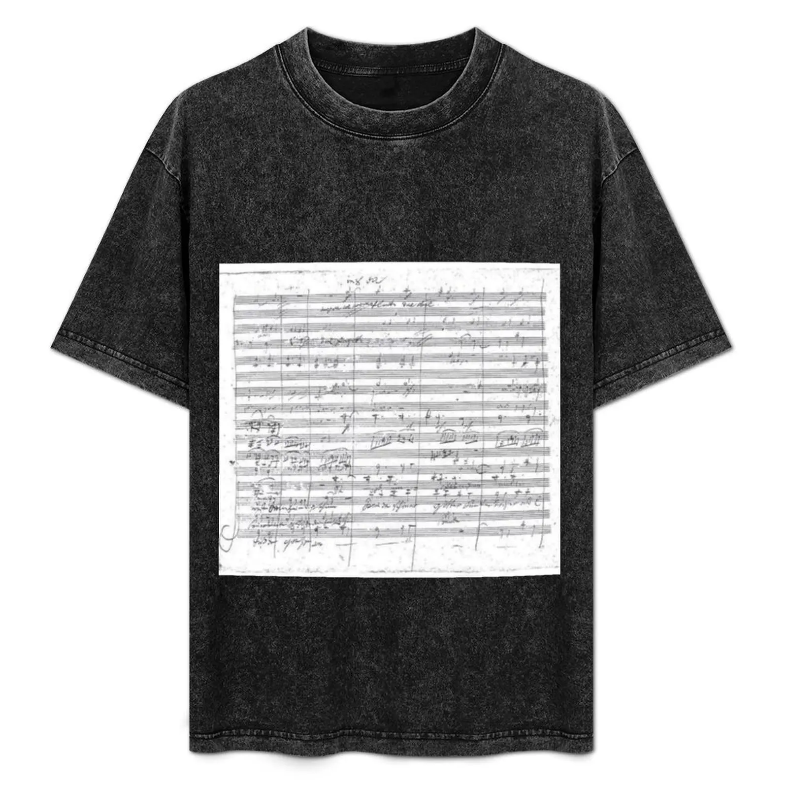 

Handwritten Page of Beethoven's Ninth Symphony Fourth Movement T-Shirt Casual Fashion Print Tee Top