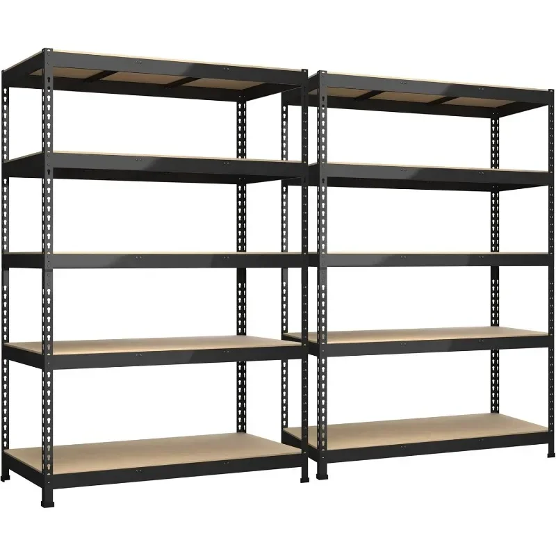 2 adjustable garage storage shelves - Metal utility storage organizer shelves for warehouse pantry closets kitchen