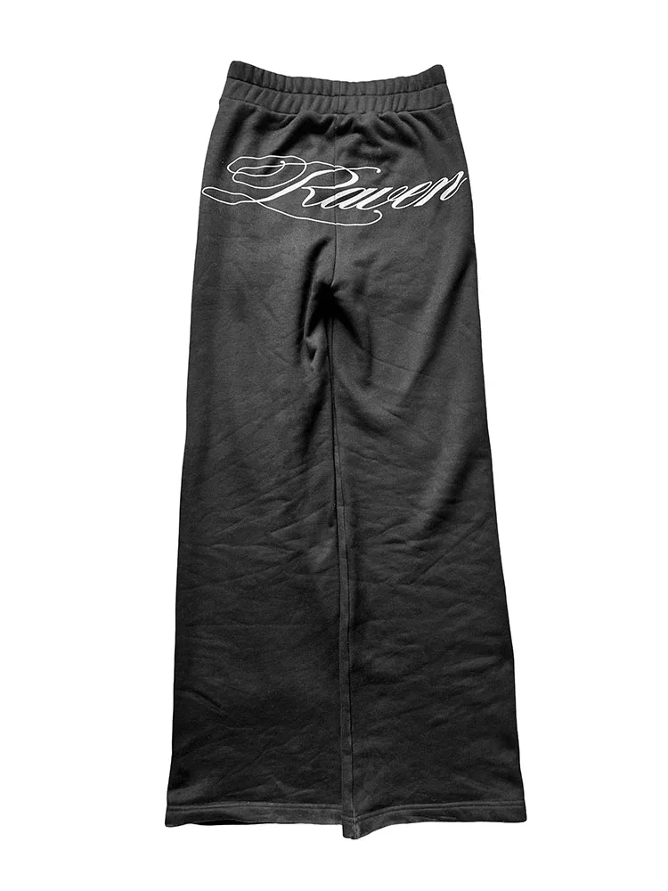 Personality street wind elastic waist printed loose trousers hip-hop retro straight fashion trend 2025 early autumn new trousers