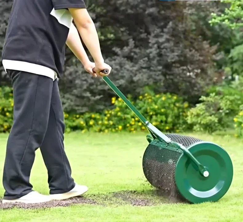 New Fertilization Pushpull Boom Spreader Lawn Garden Agriculture Forestry Iron Basket Roller Cover Soil Surface Dressing Compost