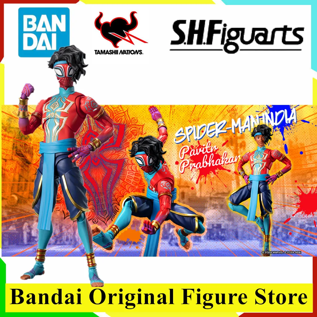 Original BANDAI S.H.Figuarts Spider-Man Across the Spider Verse India Spiderman Anime Figure Toys Action PVC Model Collector