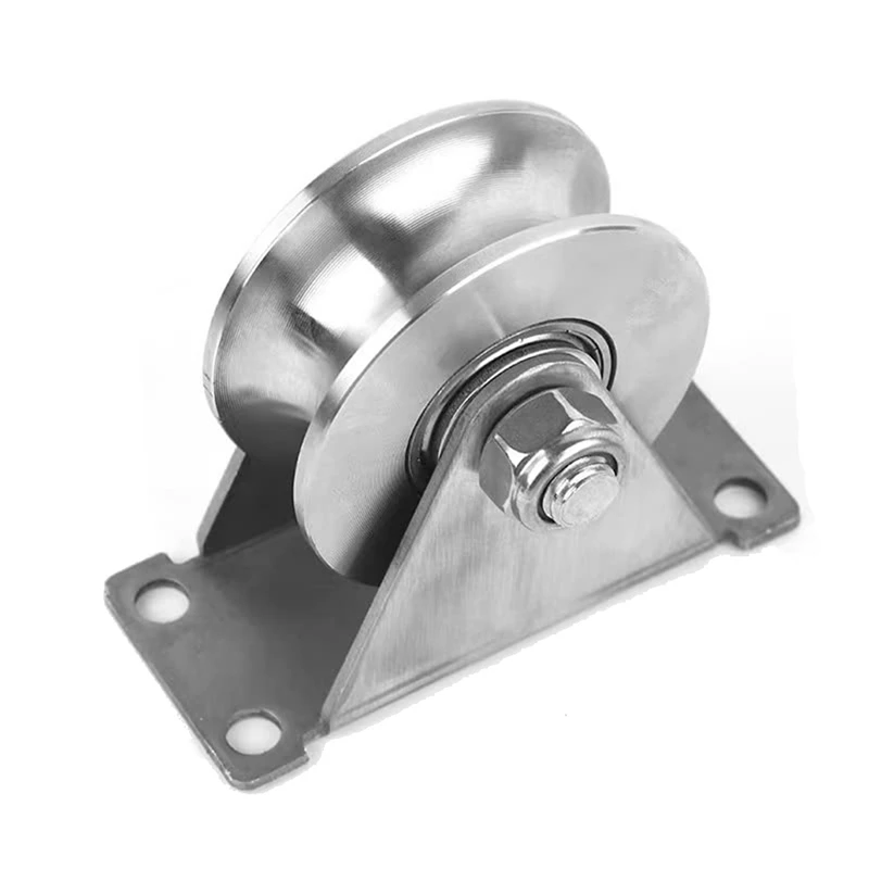 2In 304 Stainless Steel Sliding Door Wheels U-Slot Rollers Heavy Duty Pulleys Smooth Rolling Dual Bearing Plate Casters