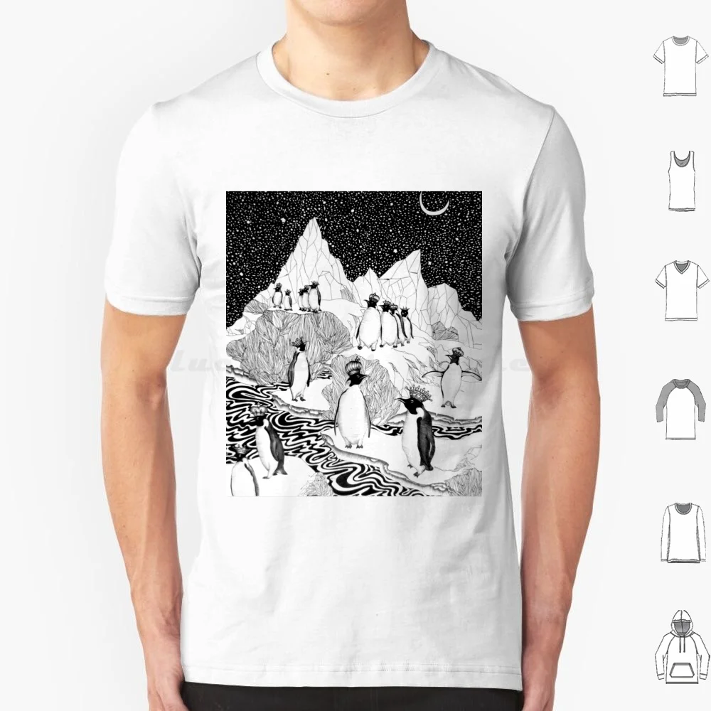 Camiseta de demasiado reyes, camiseta fresca de algodón 6xl, pingüinos, reyes, bolígrafo ártico, arte de pingüino, dibujo, nieve de invierno, Ecmazurart, pluma de arte Ecmazur