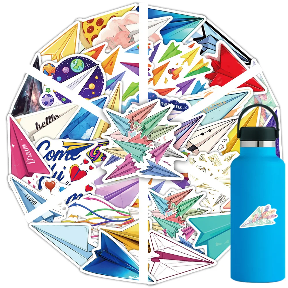 10/54PCS Paper Aircraft Series Graffiti Stickers Funny Small Fresh Decal Suitcase Cup Guitar Personalized Decoration Stickers