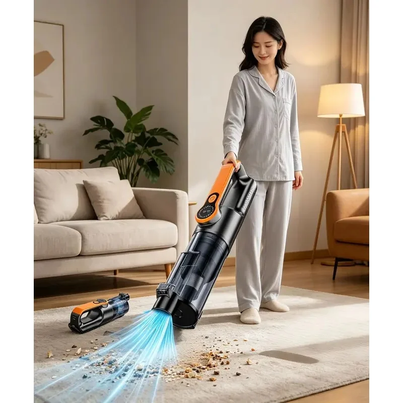 Multifunction Wireless Handheld Car Vacuum Cordless Handheld LED Lighting Chargeable Auto Vacuum for Home & Car Mini Cleaner
