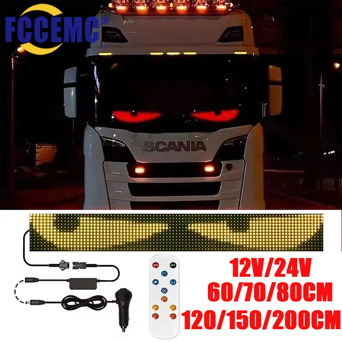 Devil‘s Eyes LED Pixel Panel Light Remote Control Interior Decoration Scrolling Lighting For Truck Car Board Windshield 12V 24V
