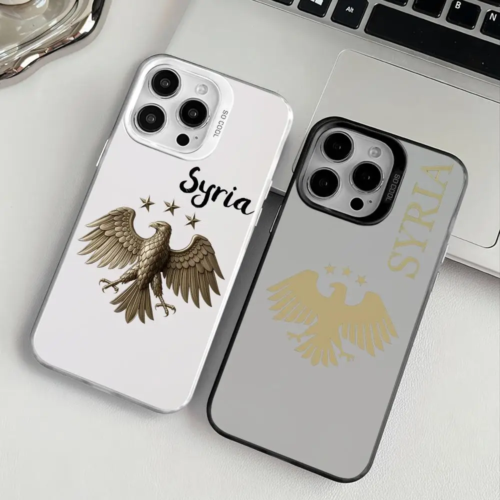 حافظة هاتف لهاتف آيفون 17 16 15 14 13 12 11 برو ماكس أسود أرجواني غير لامع ليزر معدني أورورا فوندا شعار سيري جديد كول إيجل