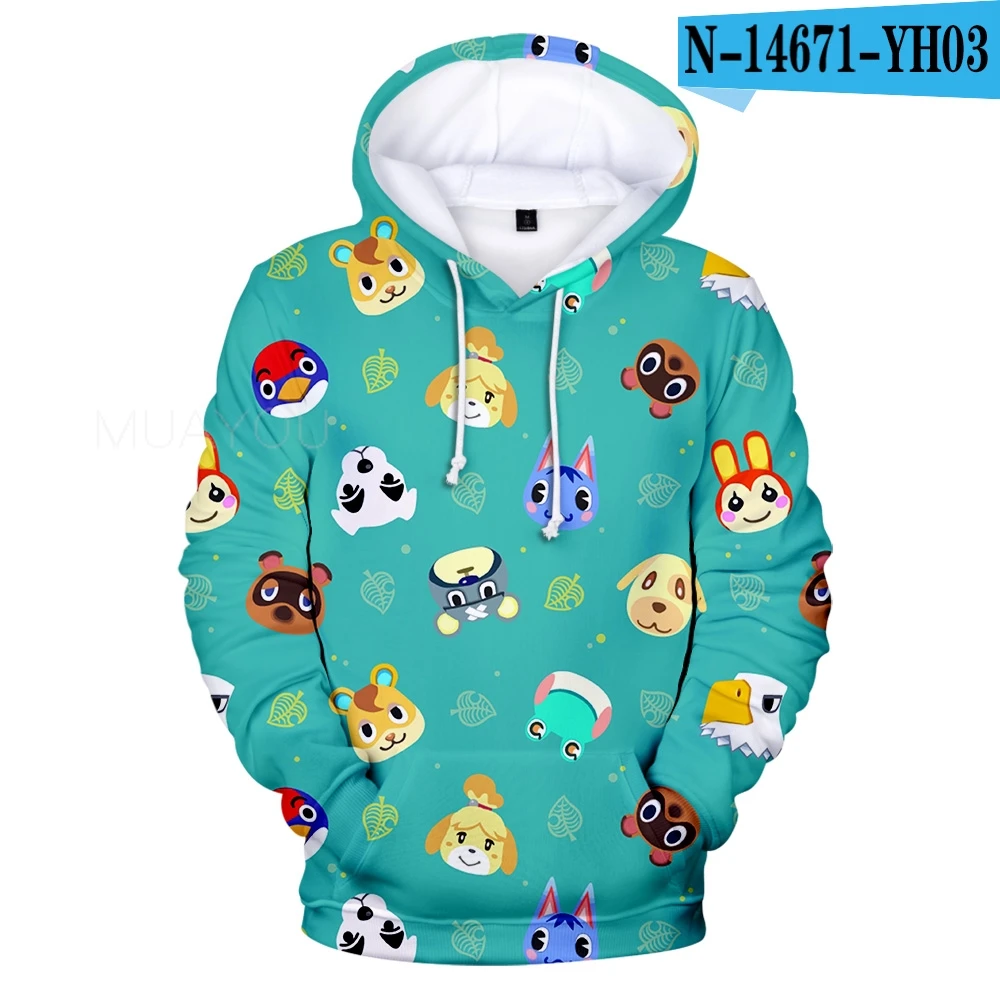 후드 티 남성 Animal Crossing 3D 스웨터 여성 풀오버 만화 게임 하라주쿠 웃긴 학생 후드 봄/가을상의