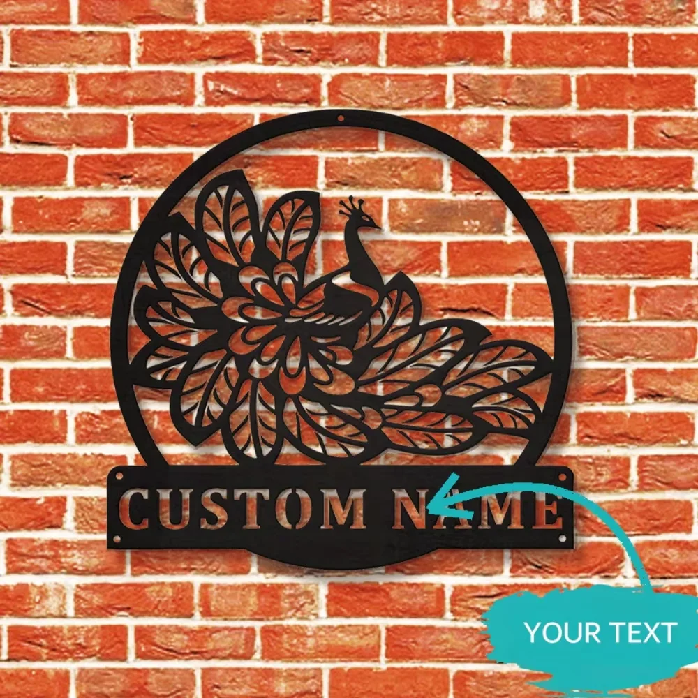 

Custom Peacock Wall Art Name Personalized Ideal Vintage Indoor/Outdoor Decor, Stunning Wall Sculpture, Perfect Gift