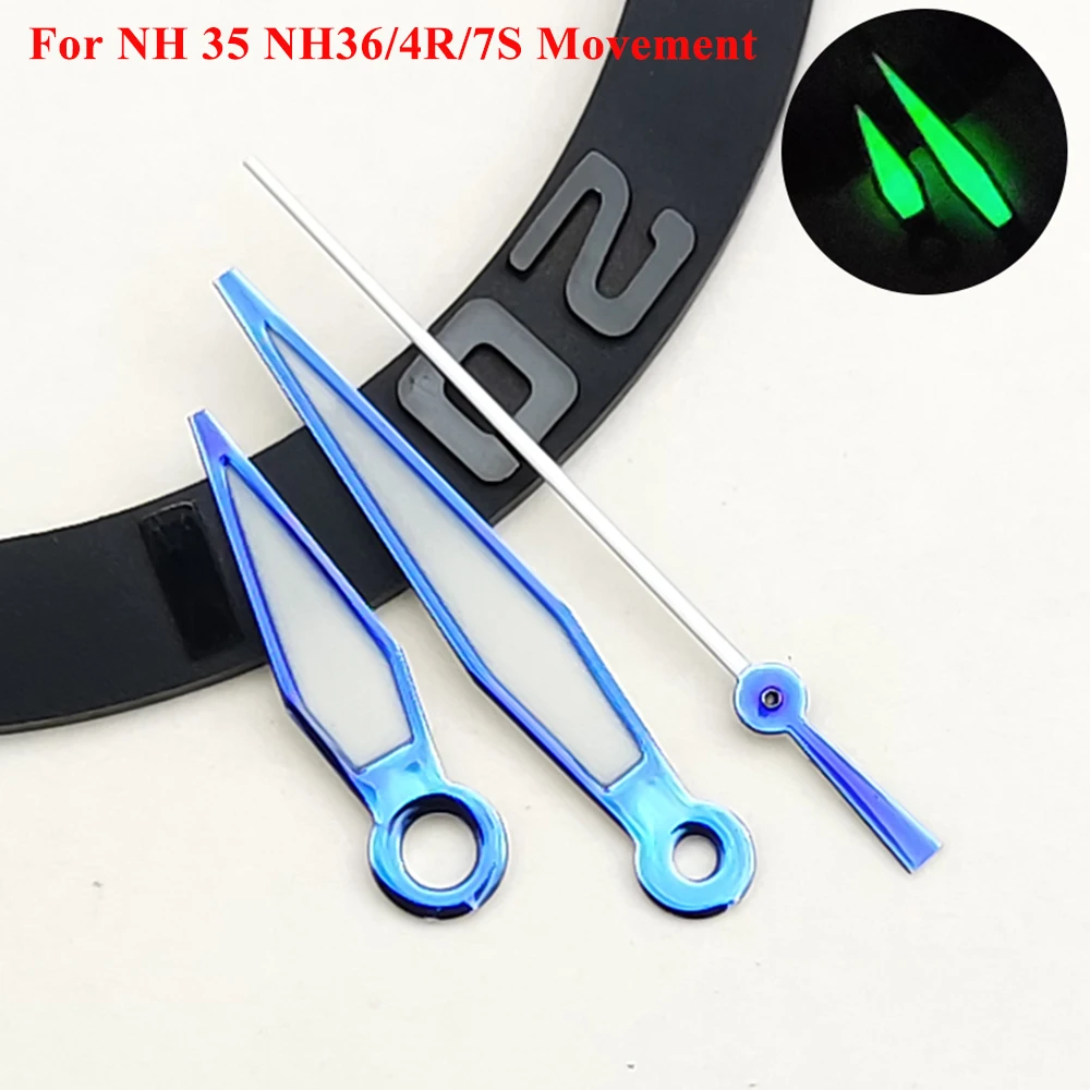 NH35 Hands Black Blue Watch Hands Green Super Luminous Pointer Fits NH36 4R35 4R36 7S Automatic Movement Replace Parts Pointer