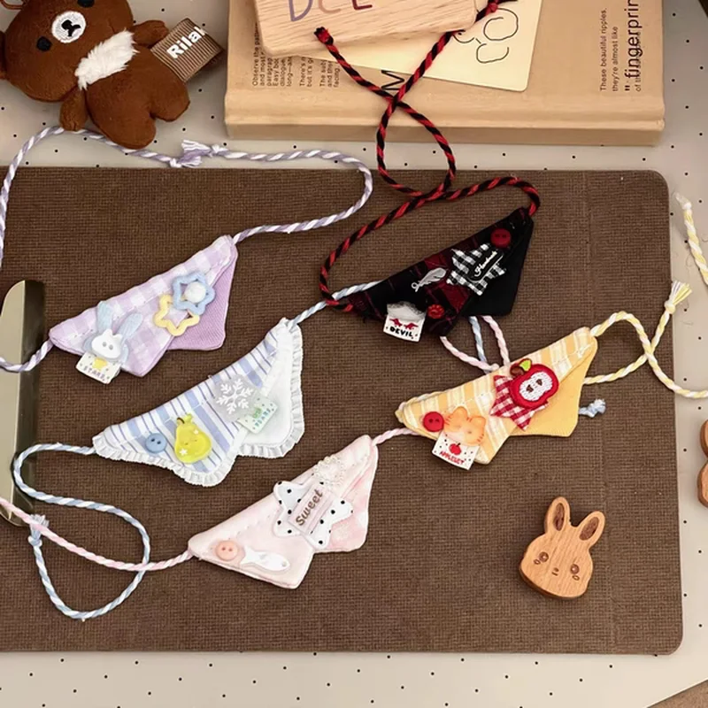 10cm Cotton Doll Clothes Mini Triangle Saliva Towel Cute Plaid Stripe Decorative Accessory For Cotton Stuffed Doll