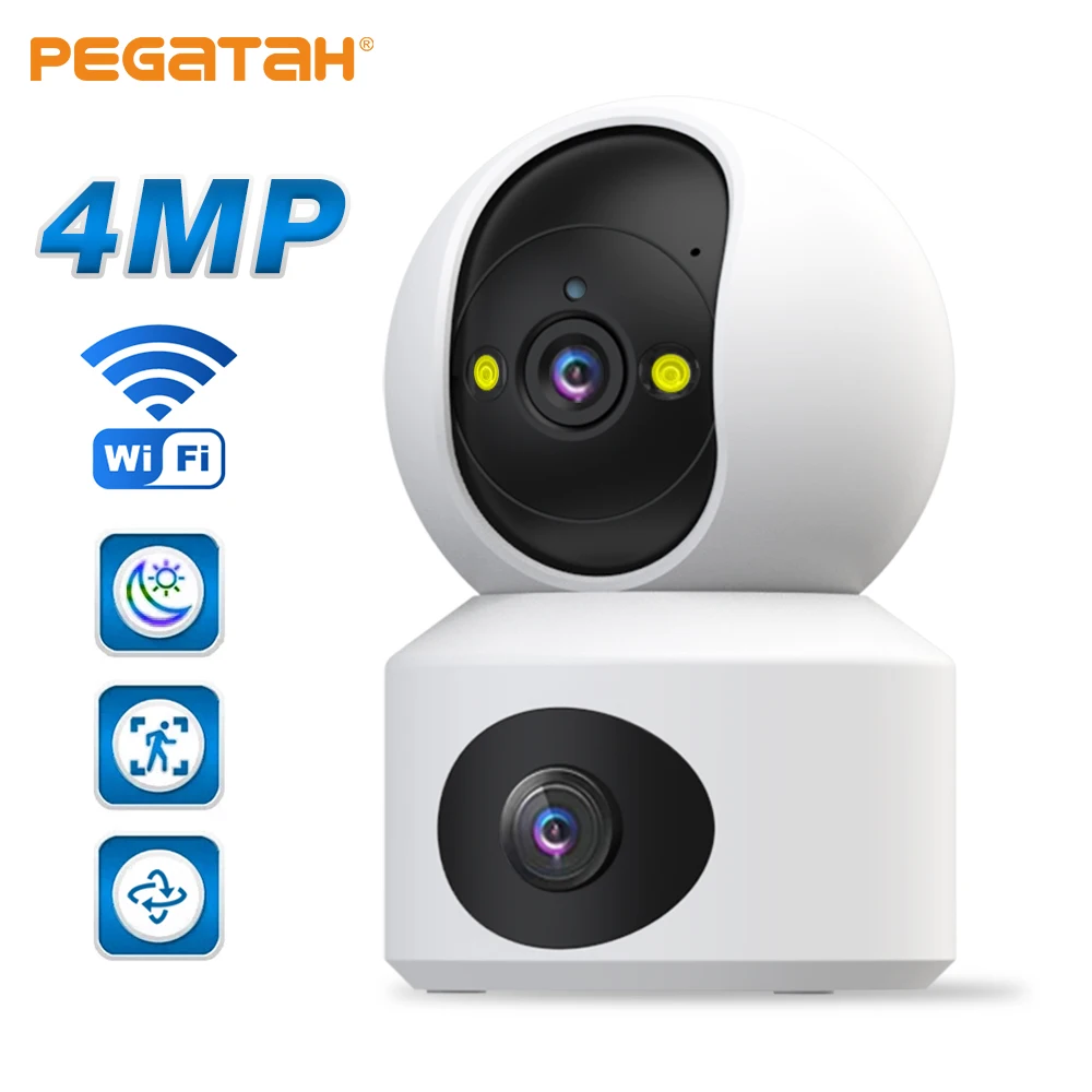 PEGATAH 1080P WiFi IP Camera HD Dual Lens Wireless Baby Monitor AI Tracking Two Way Audio Indoor Security Surveillance Cameras