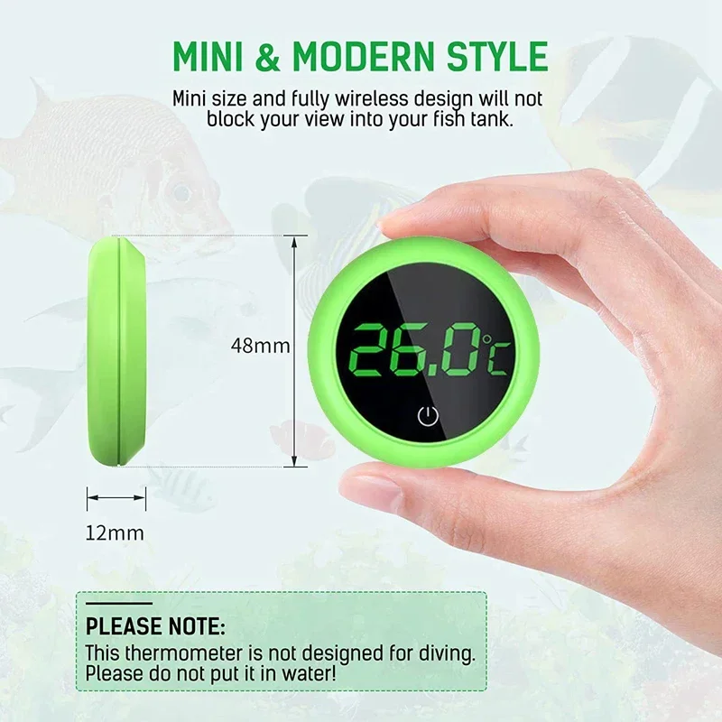 Aquarium Self-Adhesive Thermometer LCD Digital Fish Tank Mini Thermometers Large Screen Monitor Terrarium Temperature Meter0-60℃