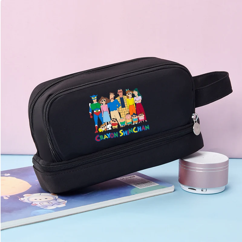 

Crayon Shin-chan Student Pencil Case Multi Pocket Pen Pouch Anime Large Capacity Pencil Bag Boy Girl Stationery Organiser Bag