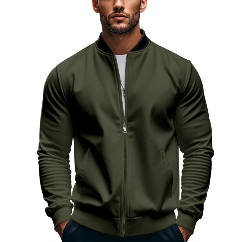 

Autumn Short Jacket Men Slim Fashion Green Black Casual Jacket Men Streetwear Korean Loose Bomber Jackets Mens Outwear