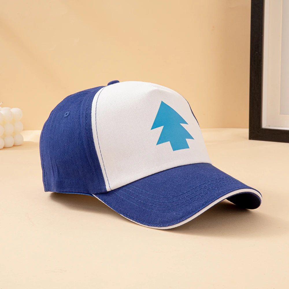 Anime Gravity Falls Dipper Pines Blue Pine Tree Print Trucker-Mütze für Herren und Damen, Cartoon-Cosplay, verstellbare Baseballkappe für den Außenbereich – Detail 4